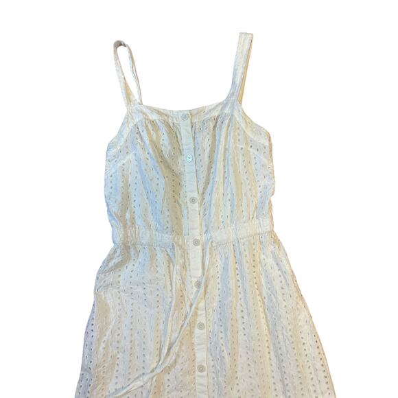 GAP White Apron Maxi Multitier Sun Dress Sundress Eyelet Cotton Women's 8 Tall - Picture 2 of 12